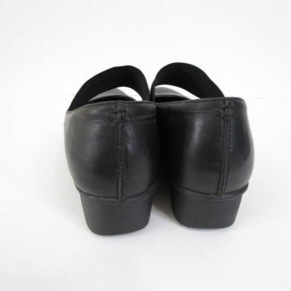 SOLD Womens Classic Solid Black Leather Mary Jane Heels Shoes Size 38 7.5 8 - Picture 5 of 8